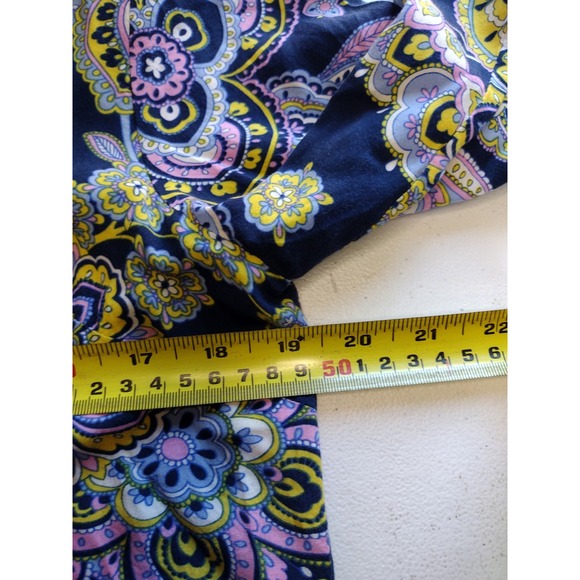 Talbots Petites Navy Paisley Print V Neck Button Up Long Sleeve Blouse Top Mp‎ - Picture 6 of 7